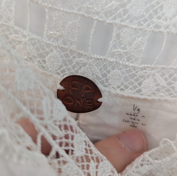 Free People FP One Verona Mini Dress White Crochet Lace Boho Size Large - Picture 4 of 11